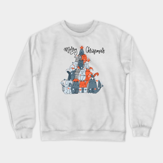 Cat In Lights Christmas Crewneck Sweatshirt by natashawilona